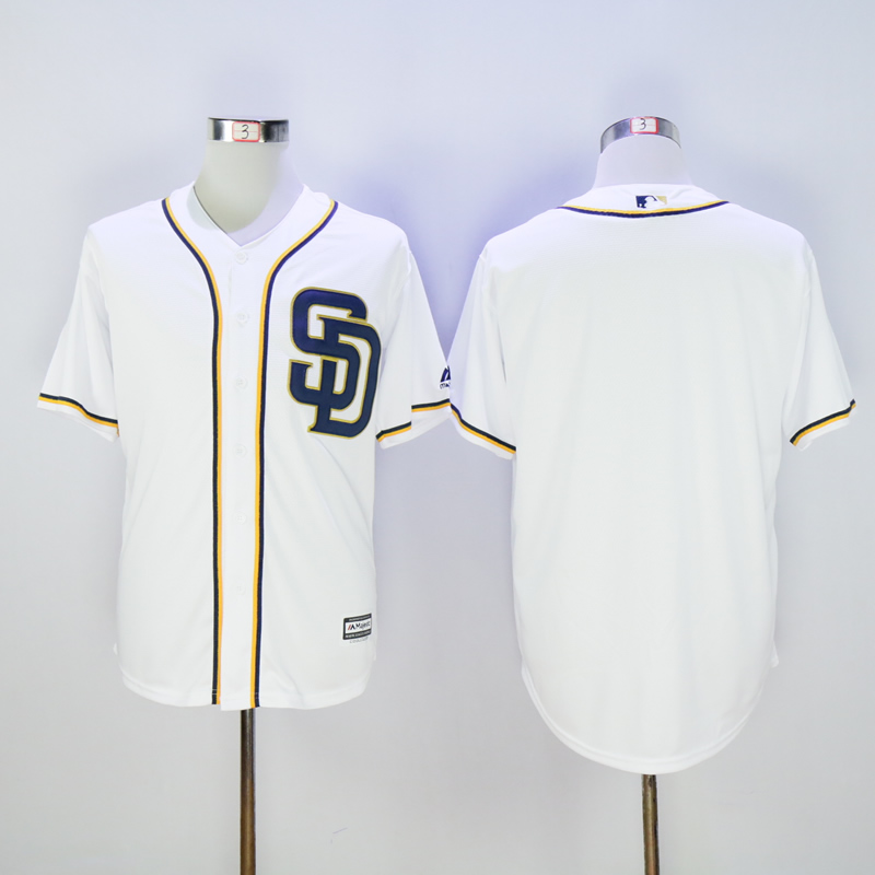 Men San Diego Padres Blank White MLB Jerseys1